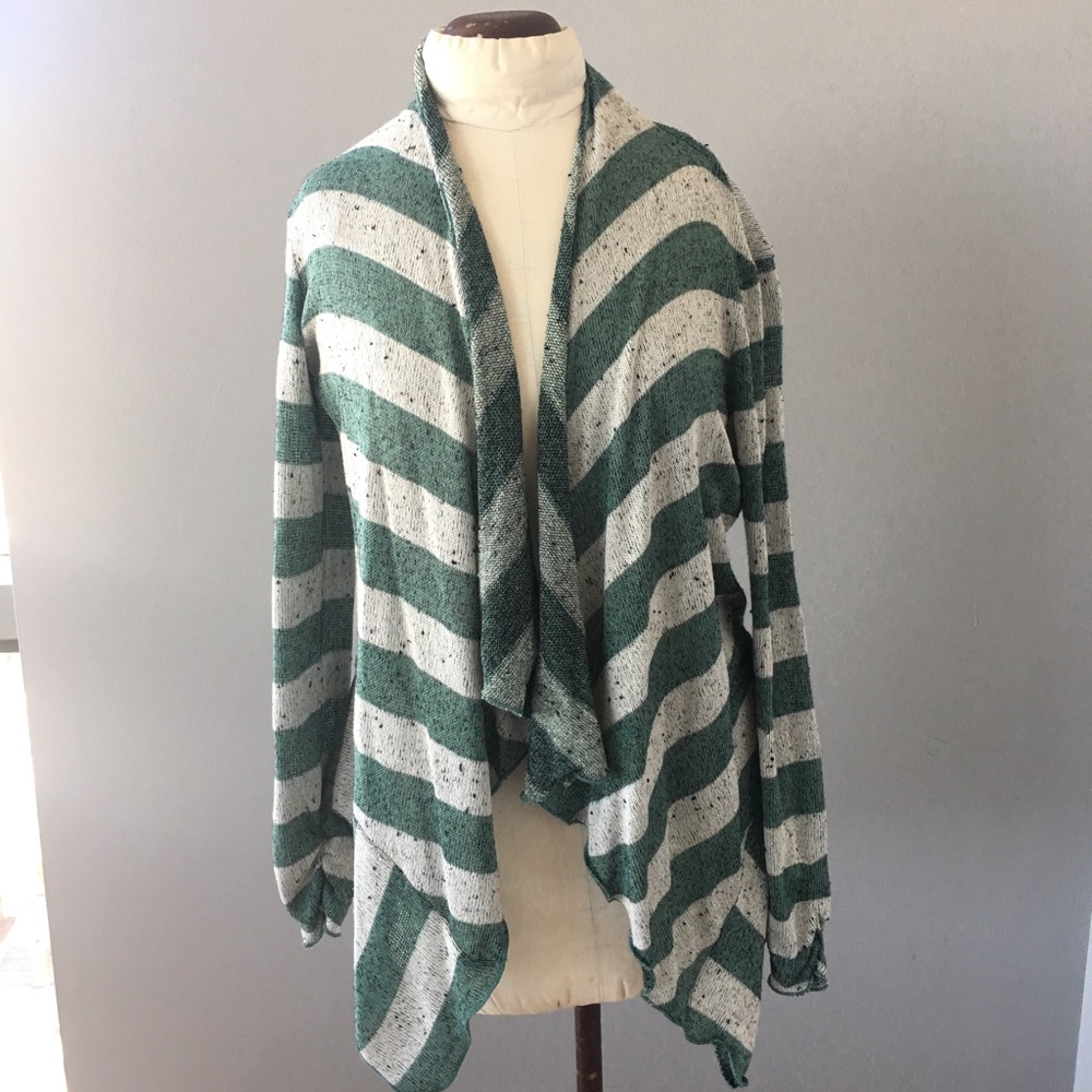 Willow & Clay draped-front striped sweater